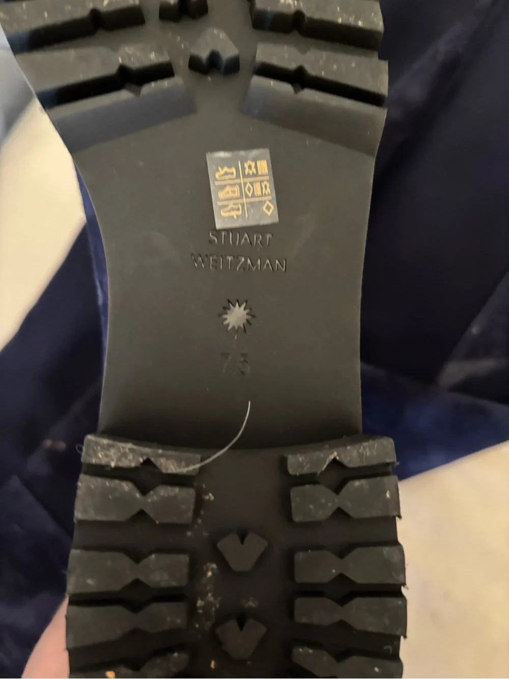 Stuart Weitzman navy blue suede  Rubber Lug Sole Boot